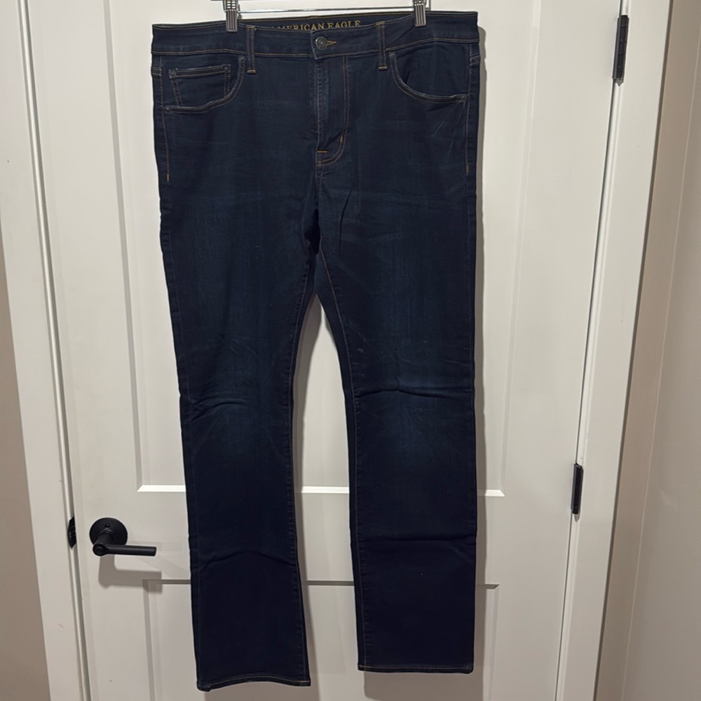 Navy, American Eagle Extreme Flex Original Straight Jeans - 36x36